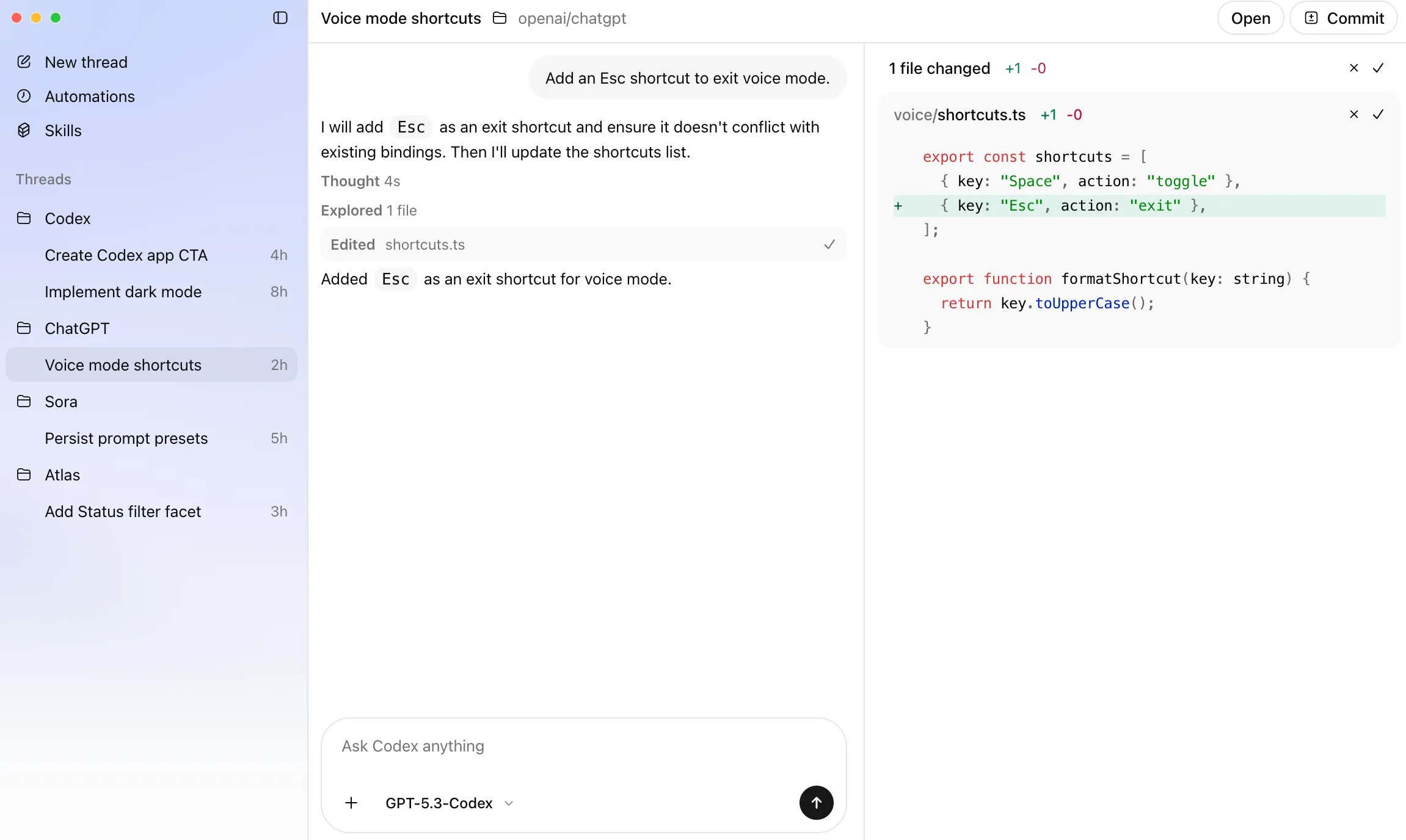 Codex Desktop Interface